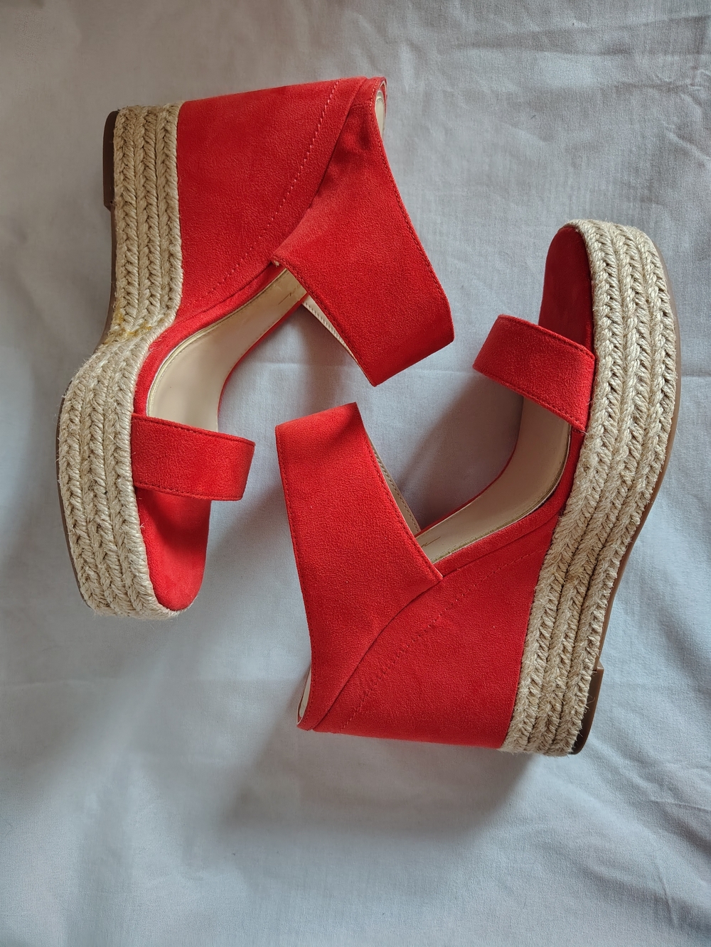 Jessica Simpson Saphita Coral Red Platform Espadrille Wedge Sandals Women's 8M - Picture 10 of 11